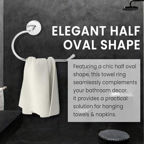 Image of Zureni Stainless Steel Towel Ring for Wash Basin Napkin Holder and Hand Towels Hanger Bathroom Accessories Home & Kitchen (Pack of 1, Half Oval Shape)