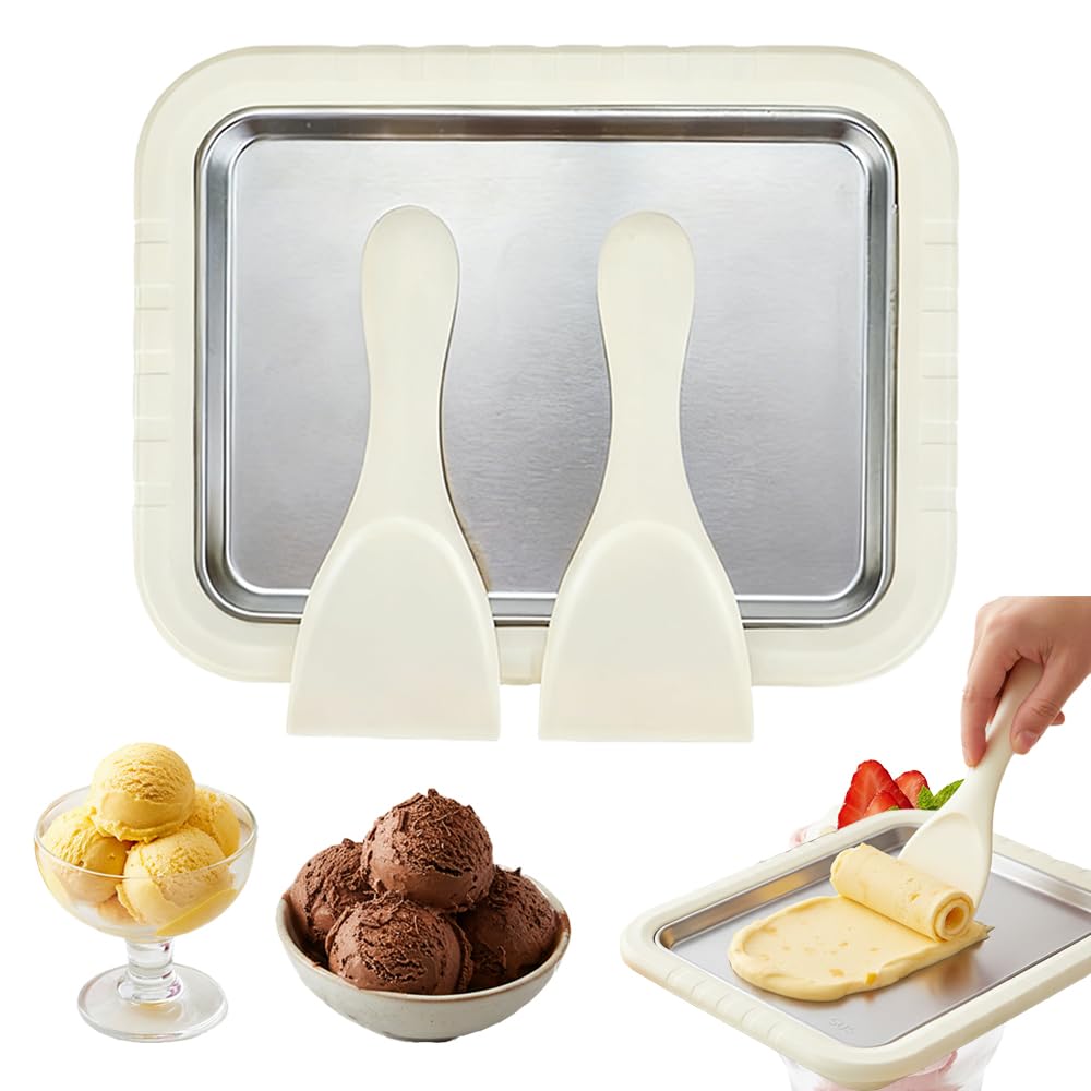 Rolled Ice Cream Maker Kit 2026 New Stainless Steel Freeze Plate with 2 Scrapers DIY Stir Fried Ice