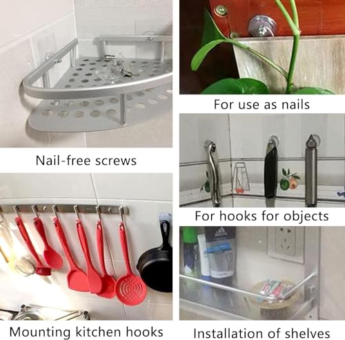 Image of DARNEX Heavy Duty Self-Adhesive Screw Hooks as Strong Wall Hanging Solutions Without Drilling for Kitchen and Bathroom Accessories (Screw Hook Hanger, Transparent) (20 PCS)