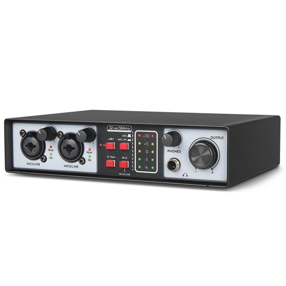 2 Wejścia 2 Wyjścia USB Interfejs Audio 32Bit/384KHZ Zestaw Studyjny Nagrywanie Profesjonalna Karta Dźwiękowa 48V Phantom