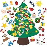 Albero di Natale in Feltro per Bambini, 40 pezzi, Babbo pupazzo di neve, decorazioni natalizie, decorazione da parete per interni, regalo di Natale per bambini e bambini