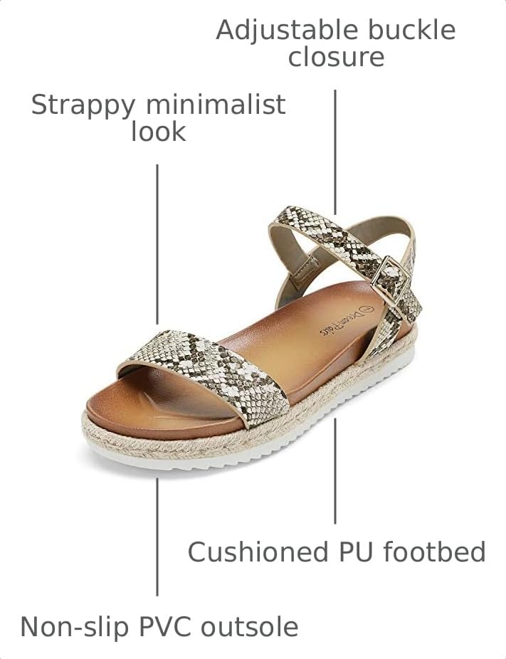 Image of DREAM PAIRS Espadrille Casual Platform Sandals | 1.75 inch espadrille flatform wedge sandals with adjustable ankle strap contoured PU footbed non-slip PVC outsole for summer