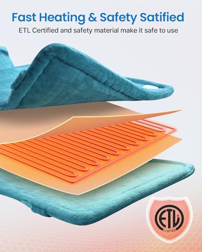 Image of RENPHO King Size Heating Pad for Back, Birthday Gifts for Women Men Mom Dad, FSA Eligible, 24 inchx37 inch XL Large Weighted Electric Heat Pad for Neck and Shoulders, ETL Certified, Blu