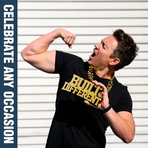 TrophySmack 'Built Different' Turnover Chain - Chrome Gold & Black Acrylic3