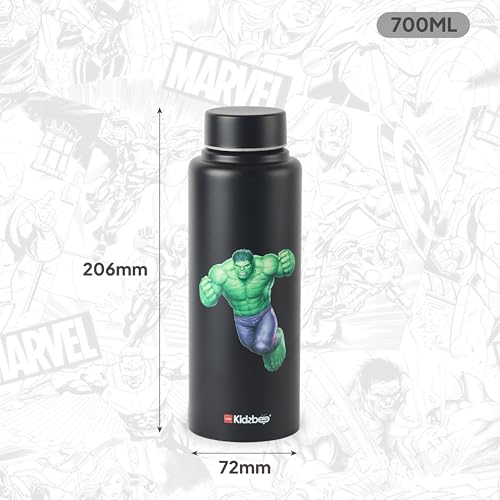 Image of CELLO Kidzbee Vortex Single Wall Steel Water Bottle For Kids 700 ml | 3D Touch & Feel Hulk Design, Fridge Safe Spill Proof & Leak Proof Stainless Steel Water Bottle For School Kids, Travel & Picnic