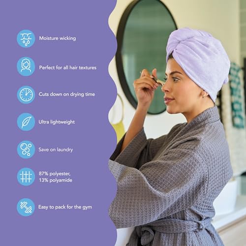 Image of Turbie Twist 2-Pack Microfiber Hair Towel for Beauty, Travel, Gifting - Hair Wrap Turban for Straight, Wavy & Curly Hair - Premium Personal Care - Lilac & Lemon