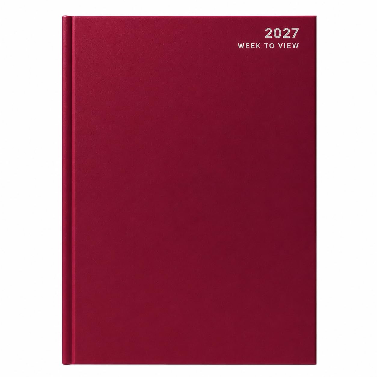 2027 Diary Red - A4 Week to view Hard Backed Casebound Desk Diary with Ribbon Marker for Business, Office & Personal Use