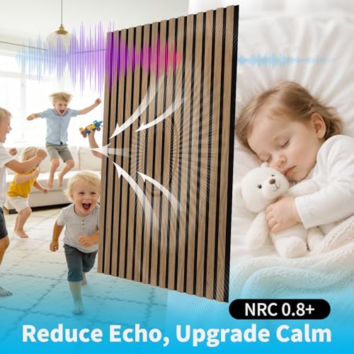 Image of Art3d 47 x 23.6 Inch Acoustic Wood Slat Wall Panel, 4-Pack, Deep Walnut