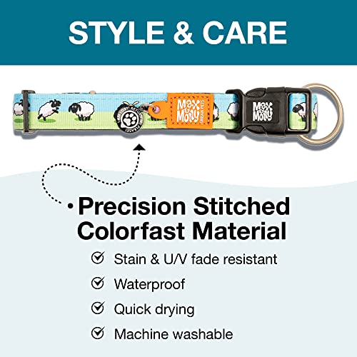 Max & Molly Gotcha! Hundehalsband Halsband Hund mit Smart ID, gepolstertes Neopren Halsband mit Design für kleine Hunde, wasserdicht, bequem, verstellbar, Black Sheep, S