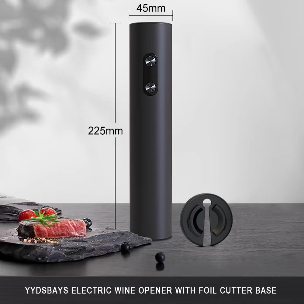 Tire Bouchon Électrique Ouvre Bouteille Automatique Décapsuleur pour Vin Professionnel pour Amateurs de Vins Cadeau (Noir, Ouvre-bouteille avec Coupe-Capsule, Fonctionne avec Batterie)