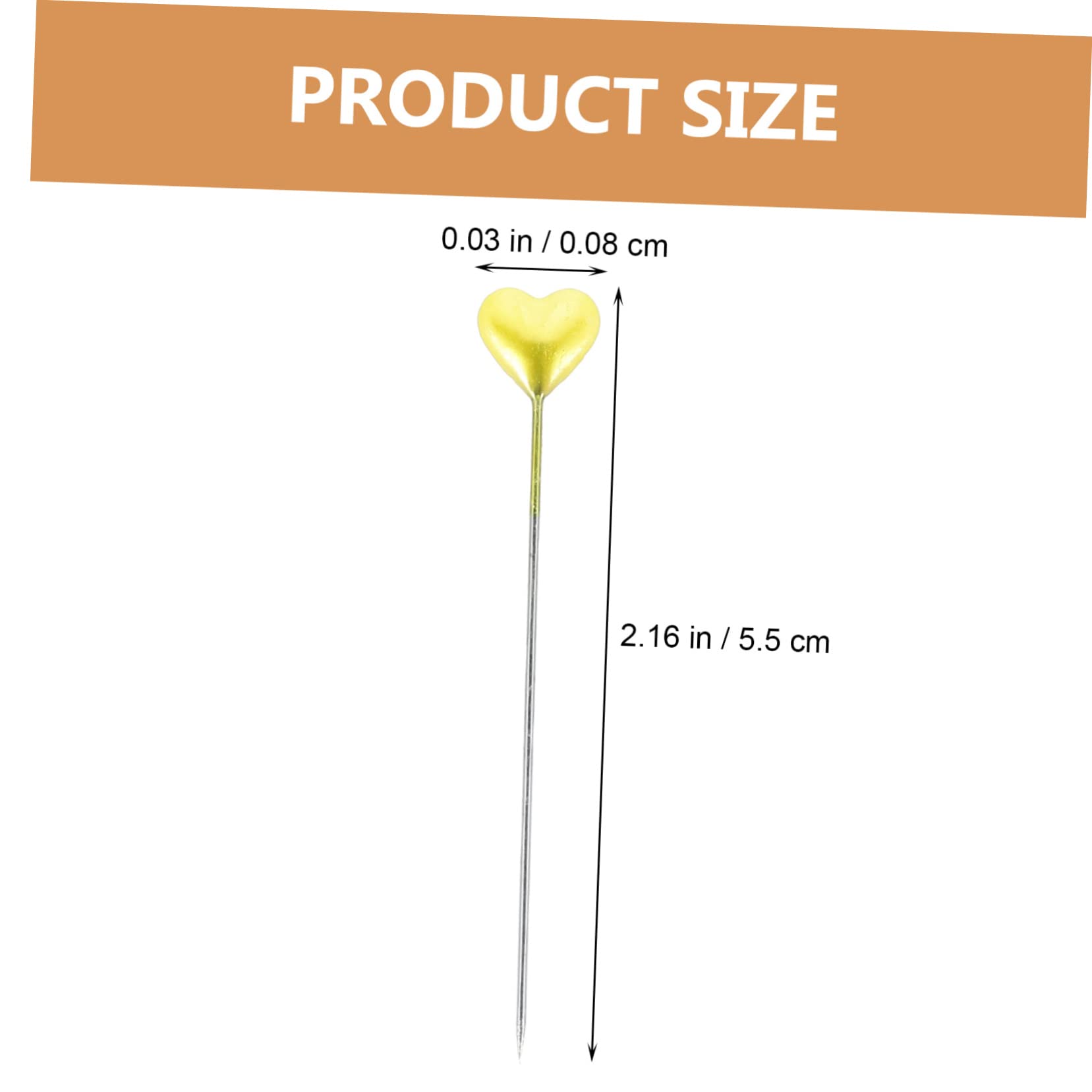 ERINGOGO 216pcs Yellow Heart Stick Pins Pins Quilting Pearlescent Positioning Needles