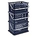 mDesign Stackable Plastic Storage Basket Bin with Handle for Organizing Hand Soaps, Body Wash, Shampoos, Lotion, Conditioners, Hand Towels, Hair Accessories, Body Spray, Mouthwash - Small - Navy Blue