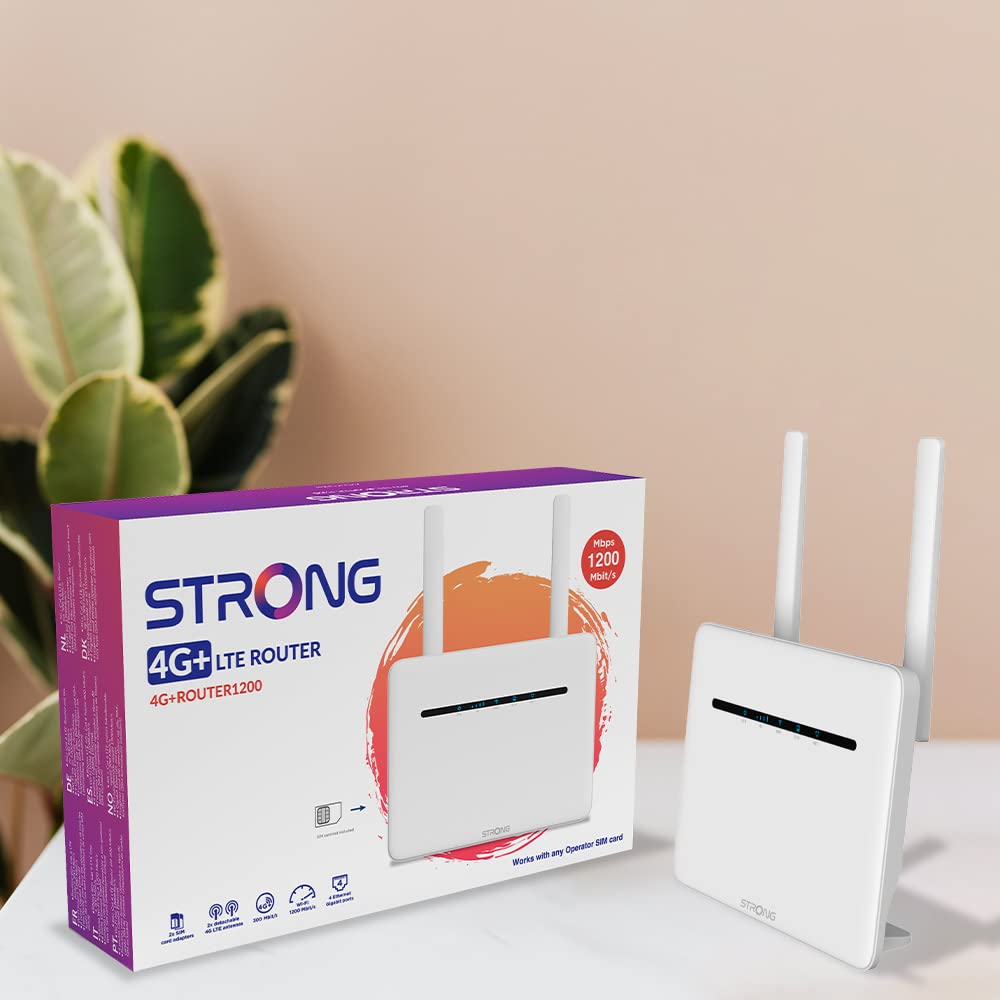 STRONG Routeur 4G+ LTE Cat 6 300 Mbps|WiFi AC Dual Band 1200 Mbps|Modem|Hotspot| 4 Ports RJ45 Gigabit|Compatible Tout opérateur et Carte SIM|2 Antennes SMA détachables|Garantie 4 Ans