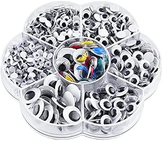 ASTARON 800Pcs 4mm-12mm Googly Eyes Self Adhesive Wiggle Eyes for Art Craft Supplies, School Projects, Doll Making and Scrapbooking,7 Size