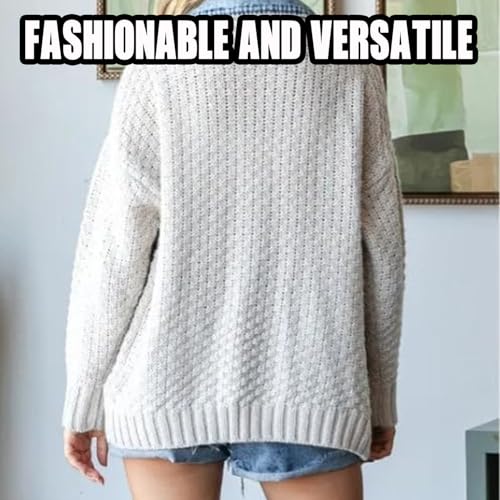 Dearlassie Denim Cardigan, Dearlassie Cardigan with Denim for Women, Denim Cardigan with Pockets (Black,S)4