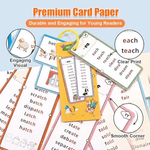 Image of PATPAT Phonics Flash Cards 31 Sheet, 600 English Examples