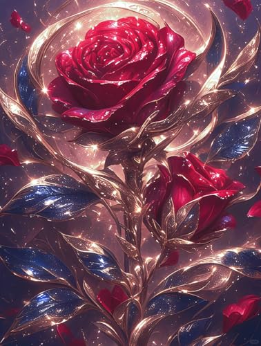 Diamant Painting Complet Rose Rouge 5D Loisir Créatif Adulte Toile 40x50cm MIRONS