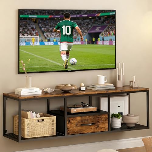 El Mejor Listado de Centro de Entretenimiento Con Repisas los 5 mejores. 47 Uzelia Mueble para TV Flotante, Repisas Flotantes para TV de Pared 55 a 75 Pulgadas para Sala, Mesa Centro de Entretenimiento para Telvision, Almacenamiento Debajo de la Telvision