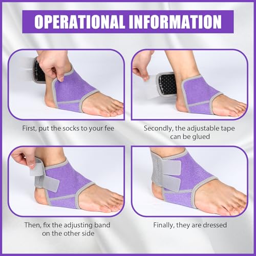 Image of Tarpop 2 Pairs Kids Ankle Brace Set Foot Support Stabilizer Wraps Protector Guard Knitted Ankle Sleeve Sock Support Compression Socks for Injury Prevention(Purple,Large)
