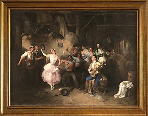 Berkin Arts Encadré Alfred Manuel Rodriguez Guzman Giclée Toile Imprimer Peinture Décoration Reproduction Affiche Print(Danser dans la taverne)
