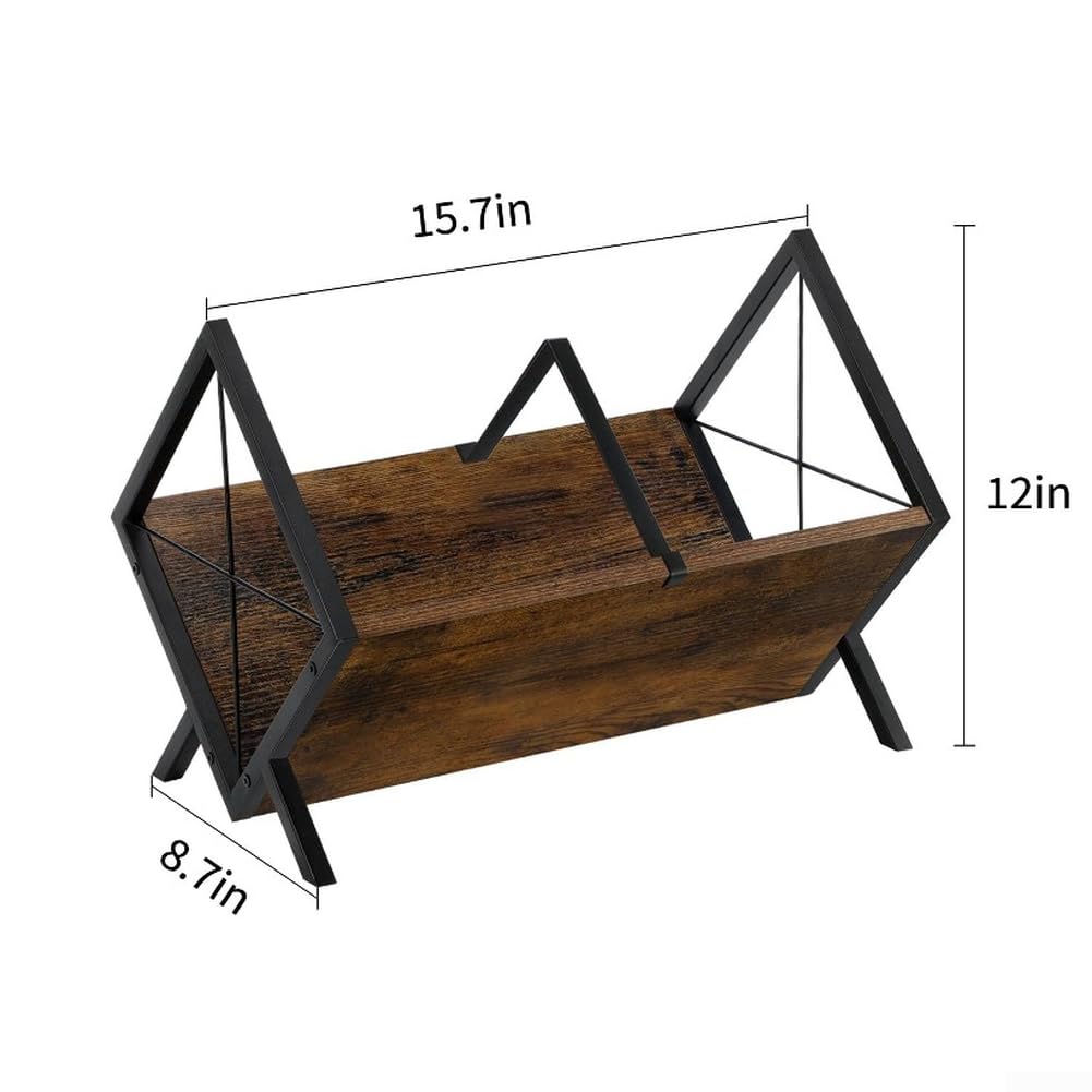 Scaffale per dischi in vinile, porta CD in legno con struttura in metallo, per studio domestico, nero (marrone)