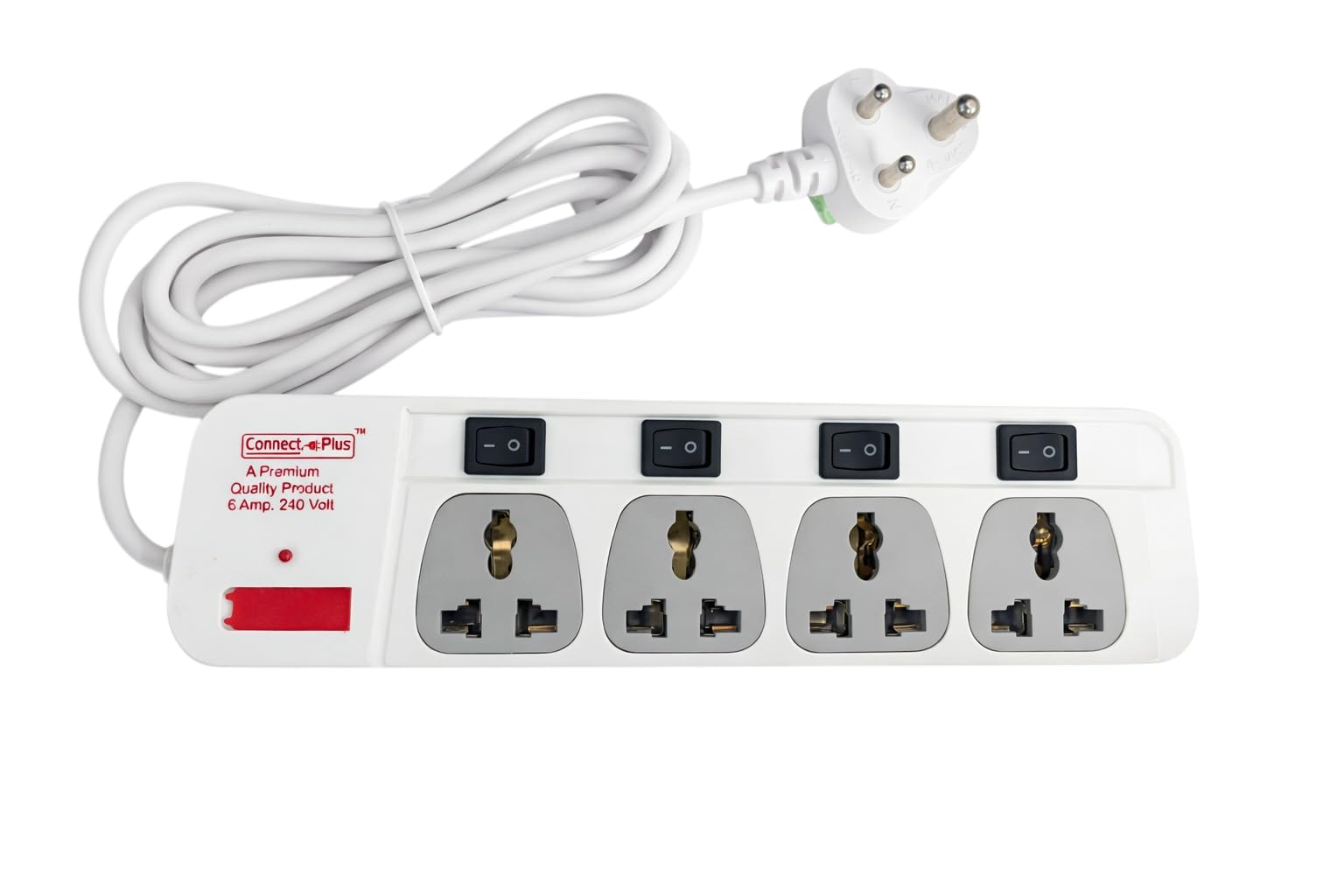 Connect Plus 4 Socket Extension Board with Individual Switches, Safety Fuse & Heavy Duty Universal Power Strip for Washing Machine, Air Cooler & Home Appliances, 6A, White, 2.75m-image-21