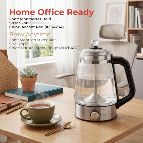 Tetera Eléctrica Transparente de Vidrio 1.2L para Té miniatura 6