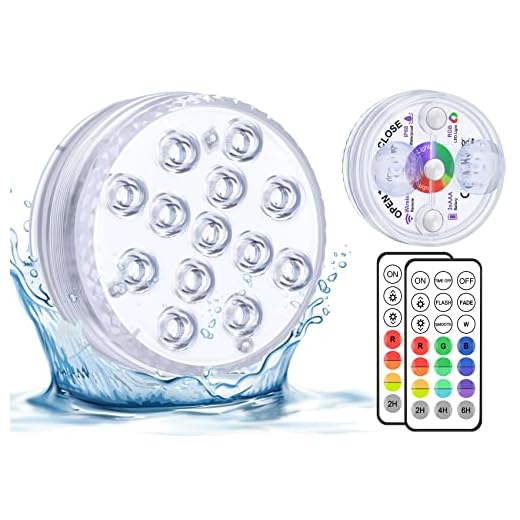 Nedsänkbara LED-lampor med Fjärrkontroll Magneter Sugkoppar, Flerfärgad RGB 13-LED-lampor Vattentät Undervattensbelysning Pool Lampa Batteridriven för Simbassäng Akvarium Pool Badkar Trädgård Fest 2st