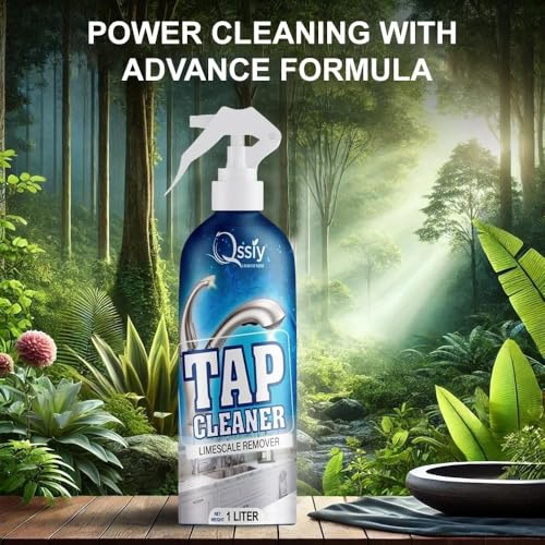 Image of Qssiy Lemon Tap Cleaner 1L | Instant Limescale Remover for Chrome, Steel, Brass Taps & Shower Heads | No Residue, Hand Safe | Fresh Lemon Scent | Made in India