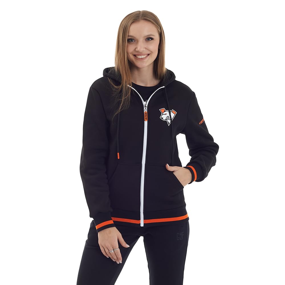 Virtus.pro - Bluza z kapturem z zamkiem błyskawicznym, grafika gracza, stylowa bluza z kapturem dla fanów, odzież dla graczy, odzież drużyny e-sportowej, czarna, XXL, Czarny, XXL