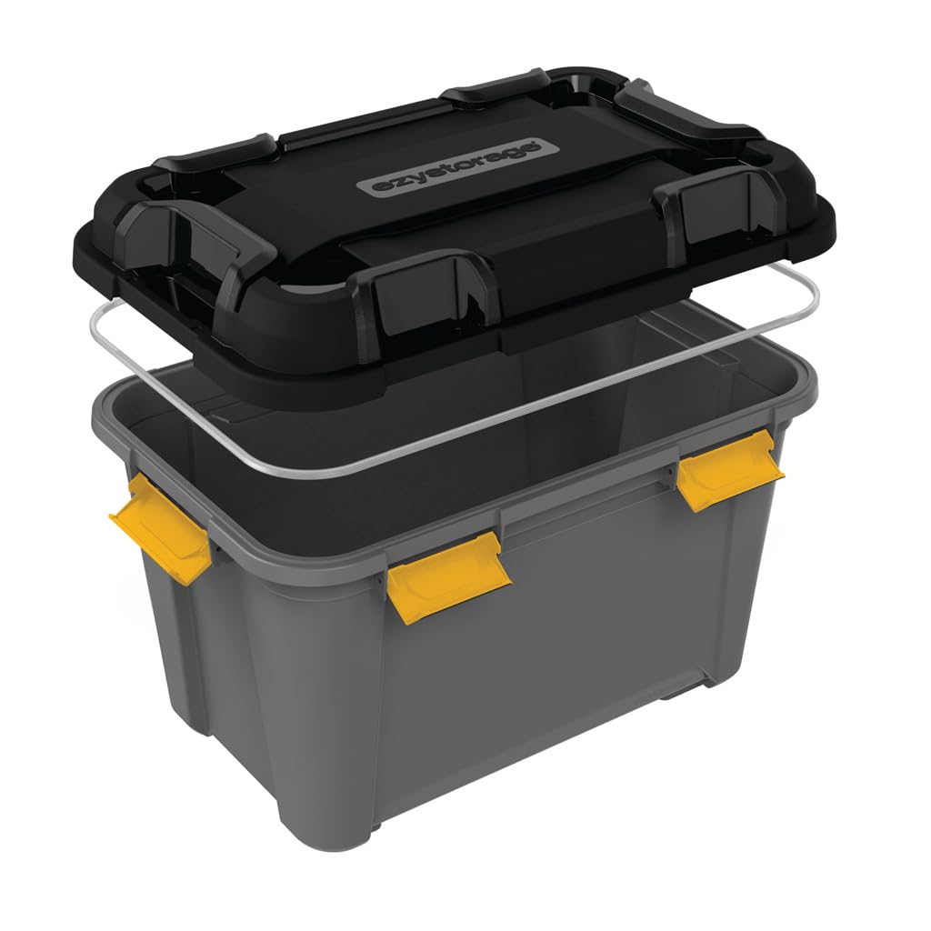Kreher® Bunker Tough Aufbewahrungsbox 55L - 58 x 38 x 40,8 cm - IP67 wasserdicht & staubdicht, UV-beständig, schlagfest - Ideal für Werkzeug, Garage, Camping, Outdoor & Haushalt - 3 Stück