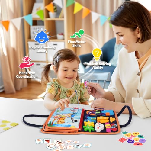 Image of Toddler Toys Montessori Busy Board, Busy Book Toy for Toddlers Ages 1-3