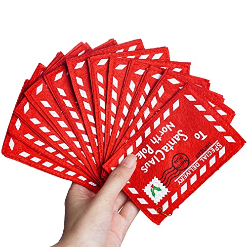 Sucrain 20 sobres de fieltro de Navidad con letras a Papá Noel, regalo de caramelos, bolsa bordada, adorno para árbol de Navidad