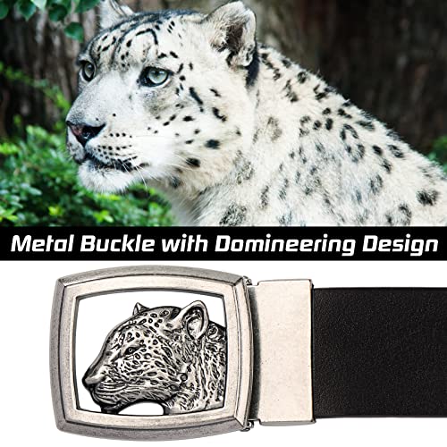 Men's Fashion Gold Belt Leopard Adjustable Buckle Cowhide Leather 1.38 inch Width4