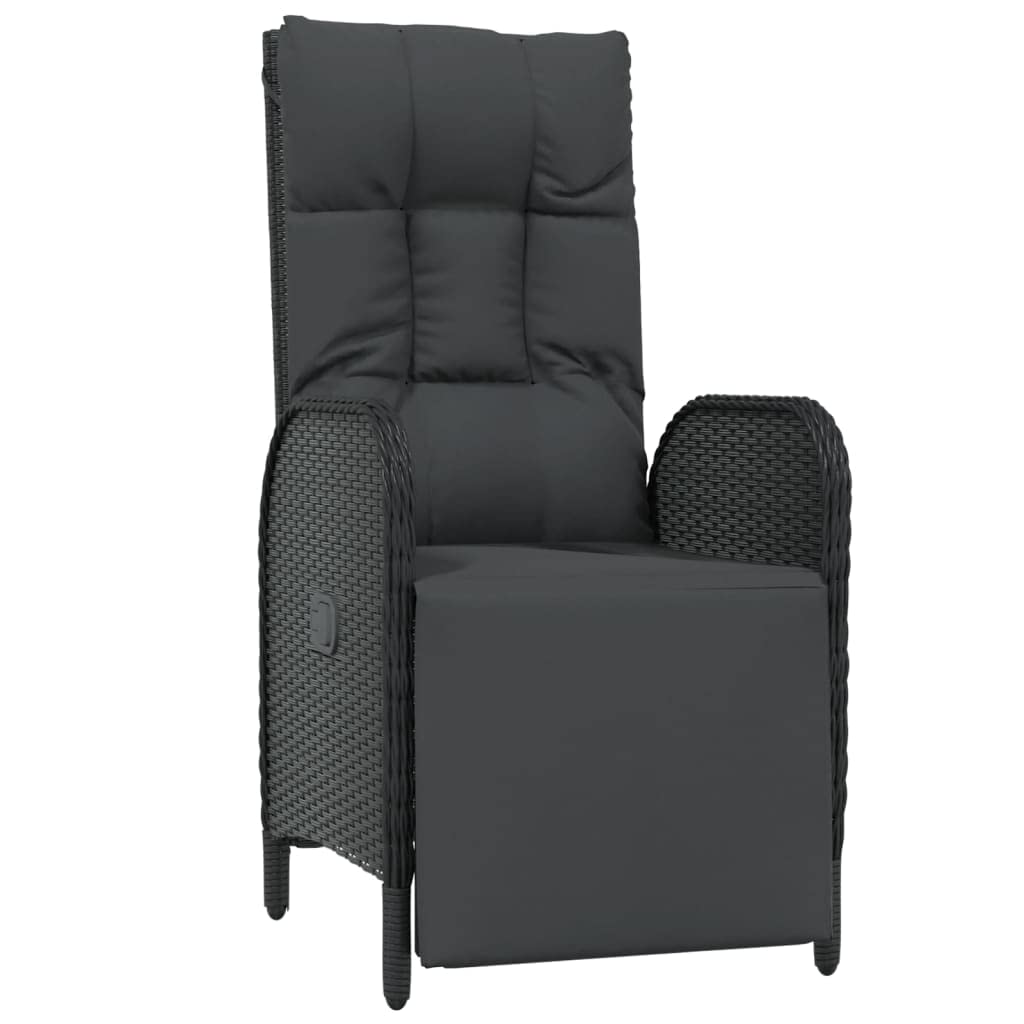 Terrassenmöbel Gartensofa Möbelsets Gartenlounge Set Loungemöbel 4-TLG. Garten-Essgruppe mit Kissen Schwarz Poly Rattan