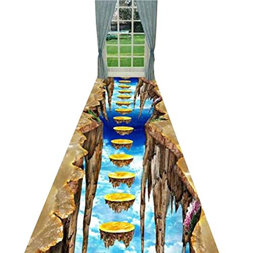Moquettes motif de route dorée flottante 3D tapis de passage chic