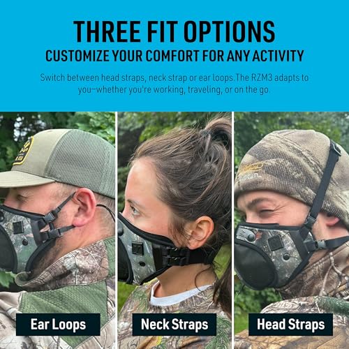 Image of RZ Mask RZM3 - Patented Dust Mask w / 99.9% Carbon Filtration, Anti Fogging, 360 Seal with 3 Straps, 50% Better Breathability