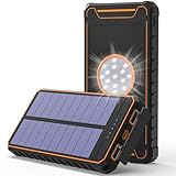 HiGoing Solar Power Bank, 14000mAh Portable Solar Phone Charger Dual USB Ports with Flashlight Outdoor Waterproof Anti-Fall Portable Phone Charger Compatible Most Smart Phones