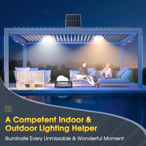 Sunbonar SCL-B Solar Ceiling Lights Indoor Outdoor(2 Pack), Dimmable Daytime 3000K/4000K/6000K Solar Shed Lights With On/Off Switch & Remote & 18W Solar Panel thumb #1