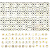 1400 Pcs Gold Letter Beads Sorted for Friendship Bracelets Making Kit, Alphabet Beads A-Z for Jewelry Making with Smile Face Number, Gifts for Teenage Girls Friend, 4x7mm Round Acrylic