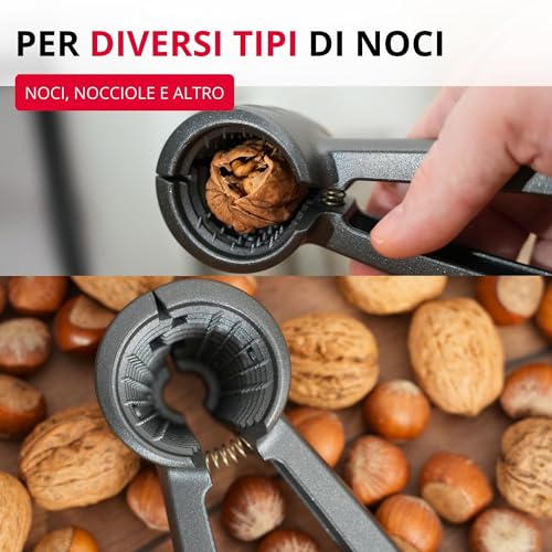 Westmark Schiaccianoci Nussprofi – robusto schiaccianoci per noci, noci brasiliane e nocciole, facile da usare, include pinze per tenerlo in mano – alluminio, Antracite/Rosso - immagine 6