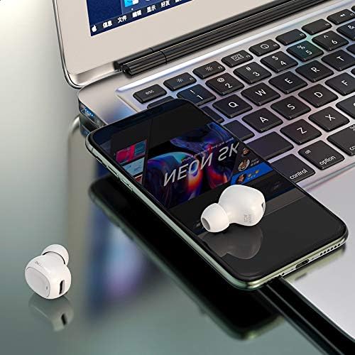 The BOROFONE BC28 earphone in use, connected to a smartphone and laptop.