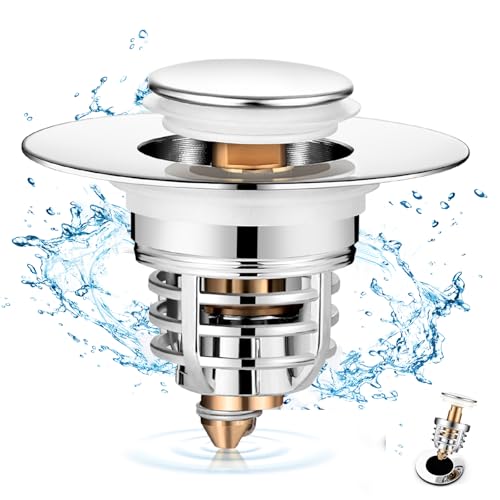 Diboniur Bonde de Lavabo, Bouchon Lavabo Amélioré, Pull Type Bonde Evier, Accélère Le Drainage sans colmatage, pour Baignoire, Cuisine, Lavabo (Orifice de...