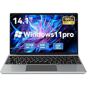Portátil de 14 pulgadas, 8 GB de RAM 512 GB SSD, pantalla FHD 1920 x 1080, procesadores Intel Celeron N4020C, computadora portátil Windows 11 Pro, apertura de ángulo de 180, cámara web, ligero y delgado, HDMI, tipo C, USB3.0