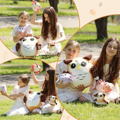 Image of MaoGoLan Owl Stuffed Animals with Babies Inside,Ultra Soft Owl Plush Throw Pillow with 3 Adorable Baby Owls Plushie,Squishy Stuffed Collection Gift for Owl Lover,Kids,Teens,16 inch