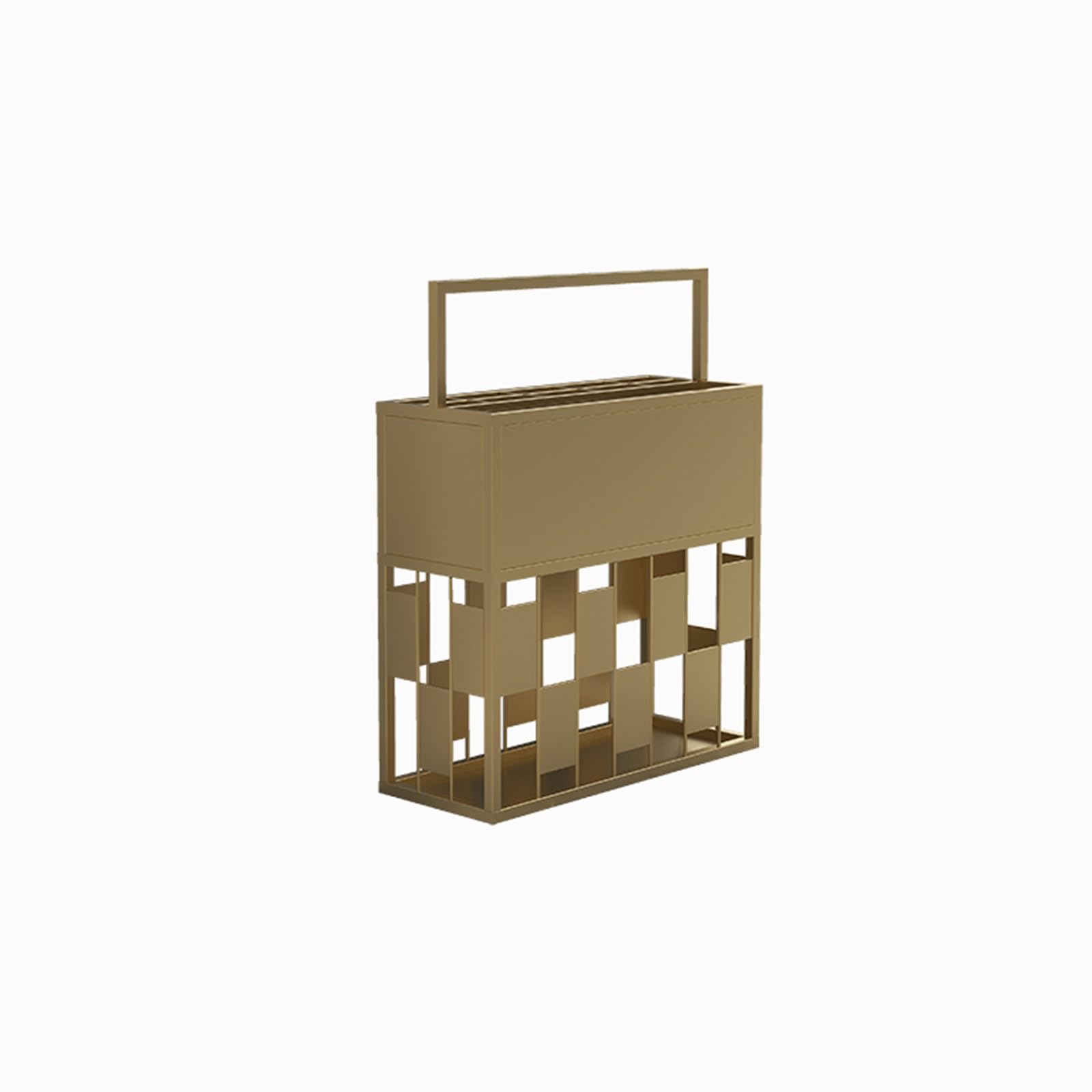 SaryEdge Commercial Large Capacity Metal Umbrella Stand - Square Umbrella Holder for Entryway, Hotel, and Business Use - Stylish Gold Metal Storage Rack,Gold,Gold