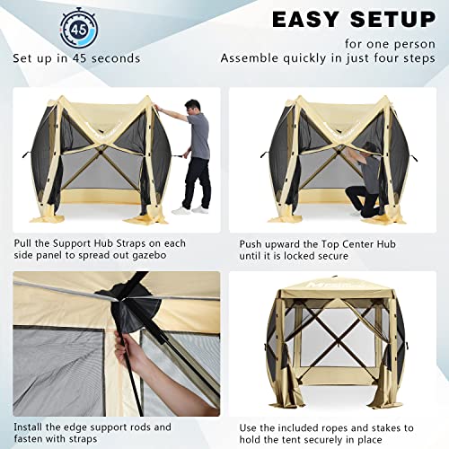 Image of MASTERCANOPY 6x6 Portable Screen House Room Pop up Gazebo Outdoor Camping Tent with Carry Bag (6x6,Beige)