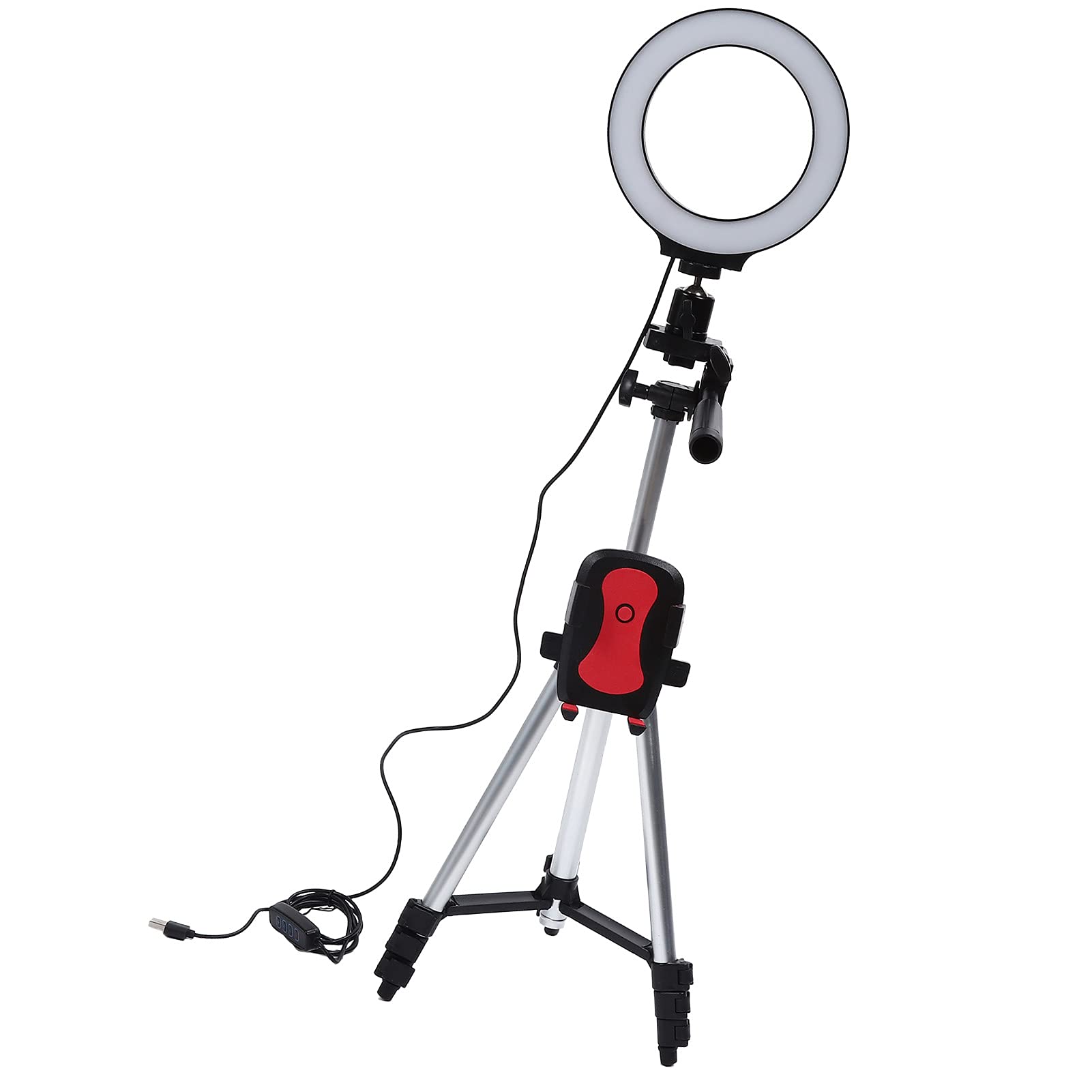 Anello di luce a LED dimmerabile da 6,2 pollici, luce di riempimento per fotografia con treppiede regolabile e supporto per telefono per studio di video trucco, anello di luce in l