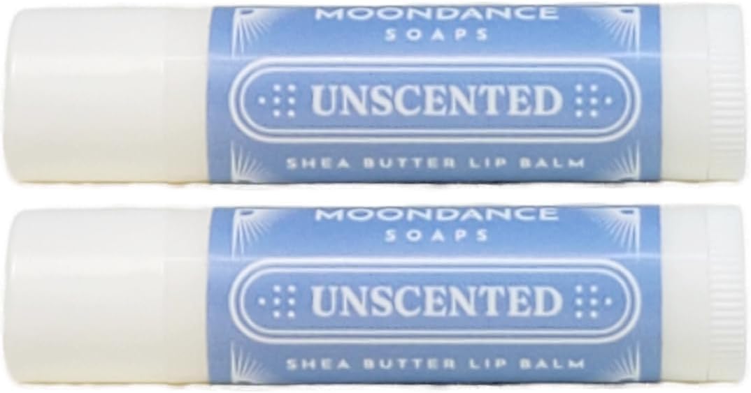 Lip Balm (Pack of 2) - Moisturizing Solution for Dry, Chapped Lips - Smooth, Soothing Salve of Shea Butter, Bees Wax, Sweet Almond Oil, Vitamin E, Pure Essential Oils (Unscented)