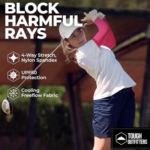 Image of Tough Outdoors UV Arm Sleeves for Men Women - Sun Protection Sleeves - Compression Golf Baseball Cooling Tattoo Arm Sleeve